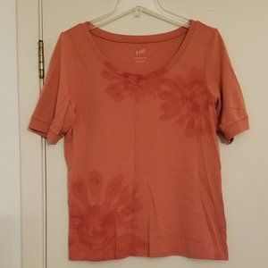 TWO J.Jill cotton floral, dk salmon T-shirt AND Pima cotton white T-shirt